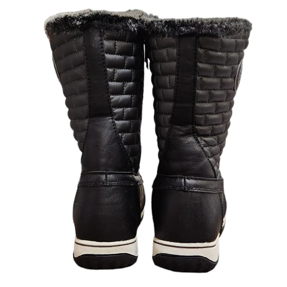 Totes Adventure Gear Snow Winter Boots Black Waterproof Adjustable Strings 6